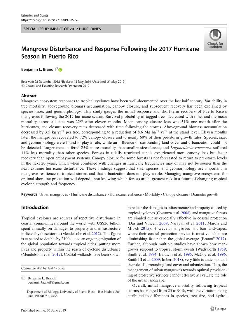 Infidelity To edit Reach out Full article: Mangrove Disturbance and Response Following the 2017  Hurricane Season in Puerto Rico