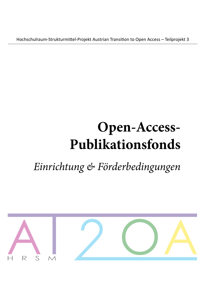 Pdf Open Access Publikationsfonds Einrichtung Und Förderbedingungen