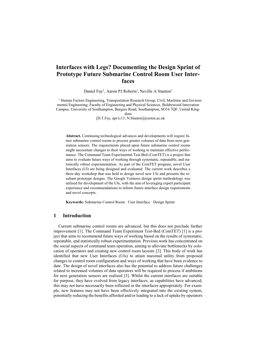 Pdf Interfaces With Legs Documenting The Design Sprint Of