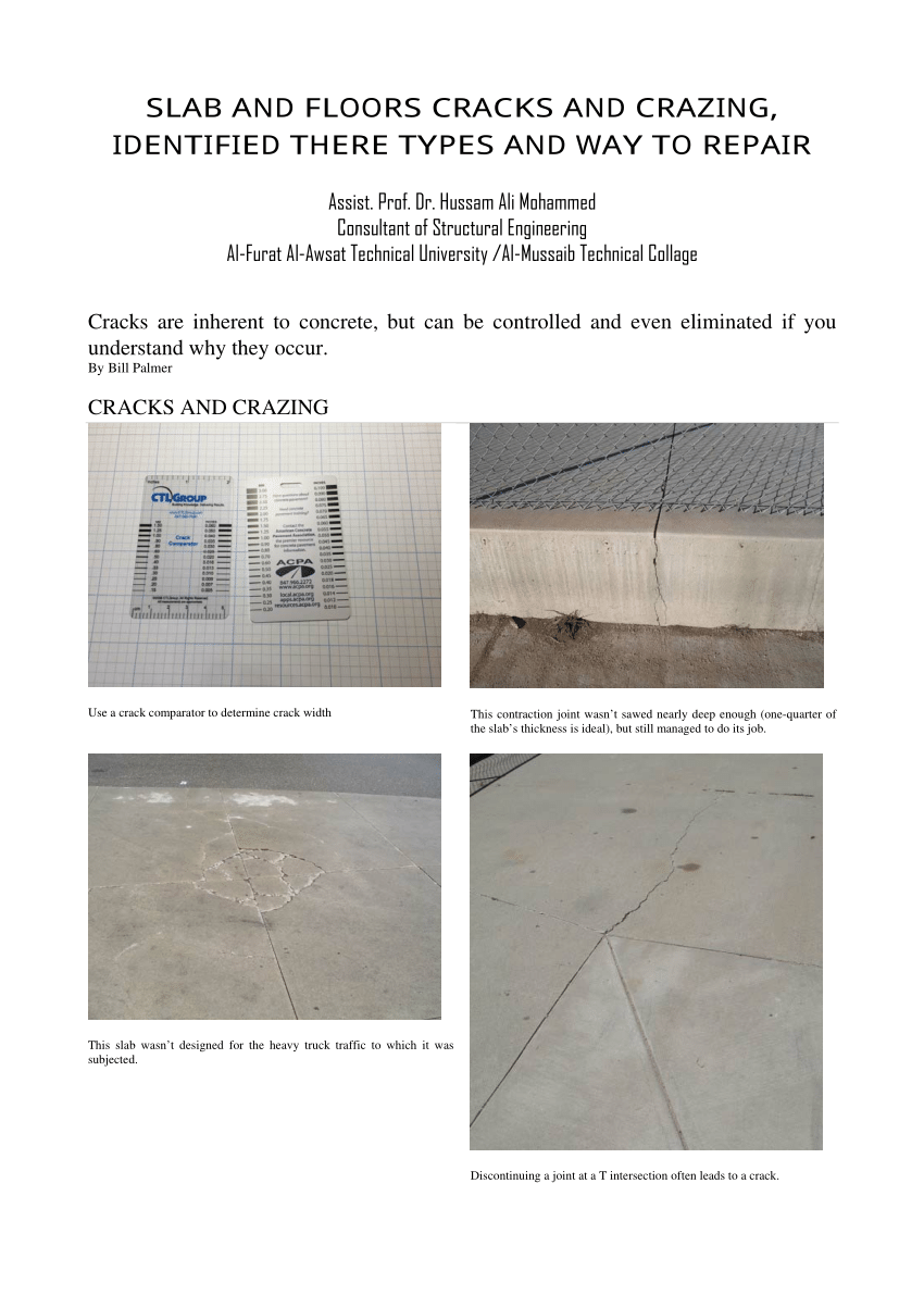 Pdf Slab And Floors Cracks And Crazing Identified There Types
