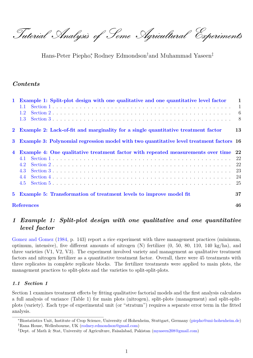 agricultural field experiments design and analysis pdf