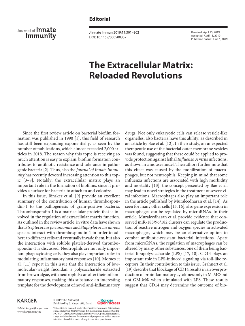 Pdf The Extracellular Matrix Reloaded Revolutions