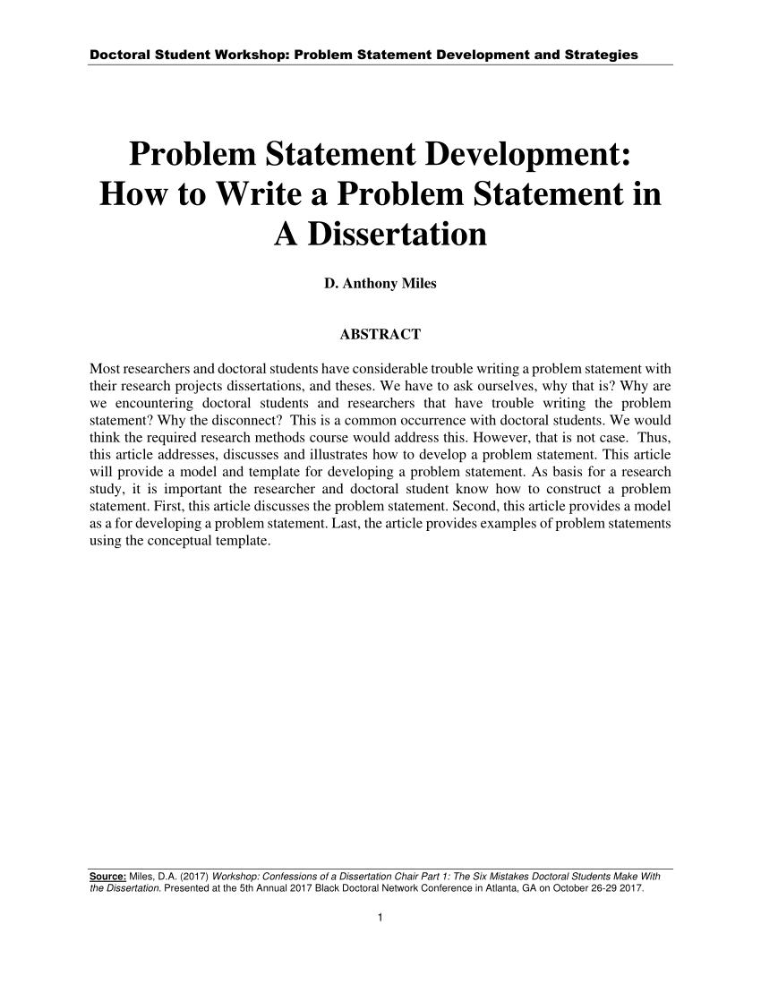problem statement in a thesis