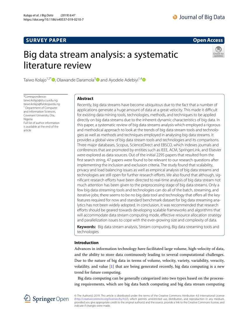 software architectures for big data a systematic literature review