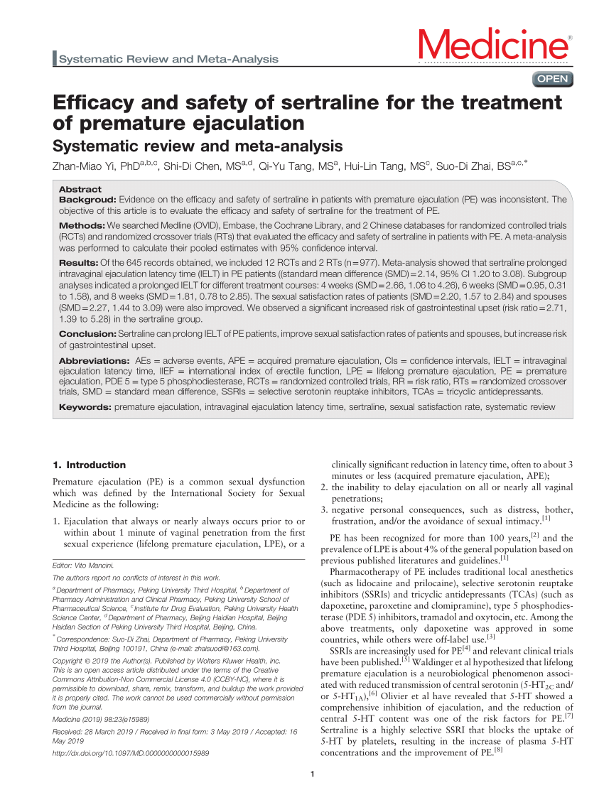 PDF Efficacy and safety of sertraline for the treatment of