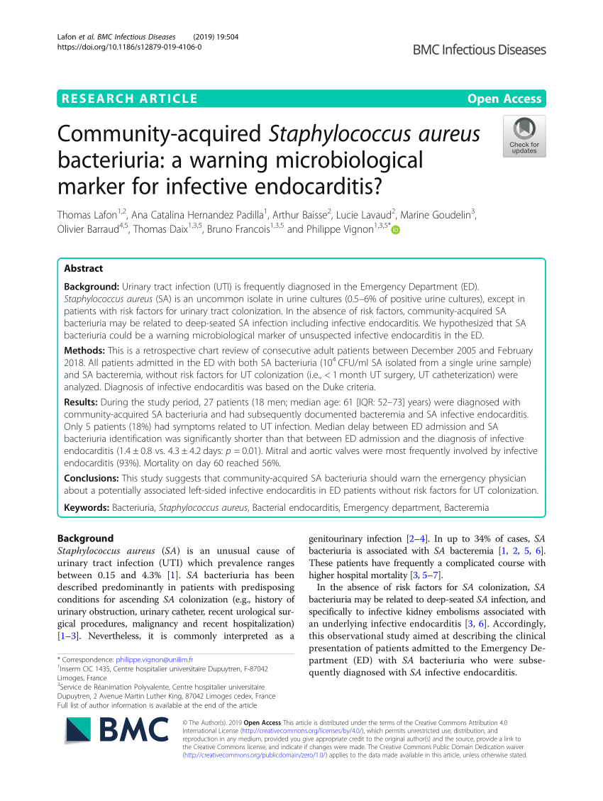 (PDF) Community-acquired Staphylococcus aureus bacteriuria: a warning ...
