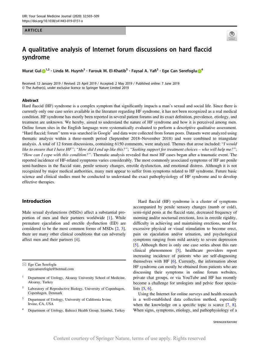 A qualitative analysis of Internet forum discussions on hard