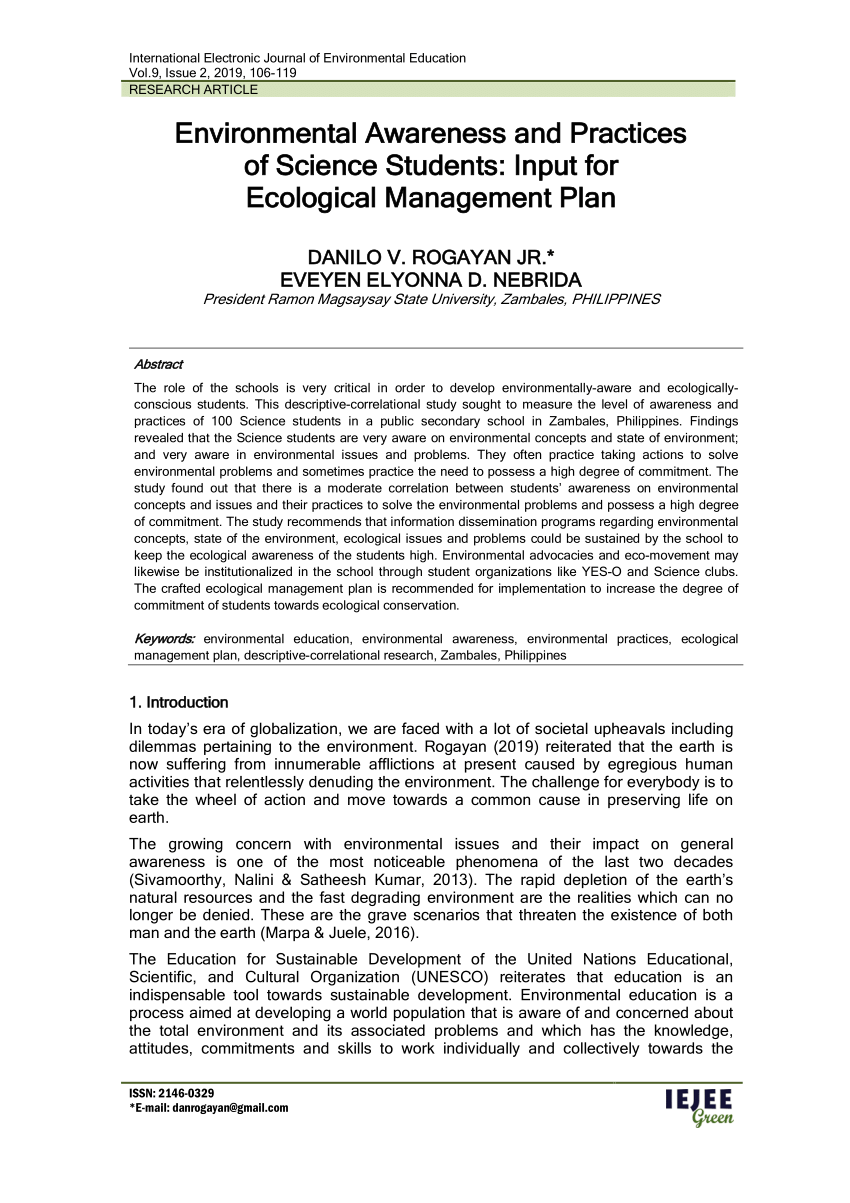 thesis on environmental awareness pdf