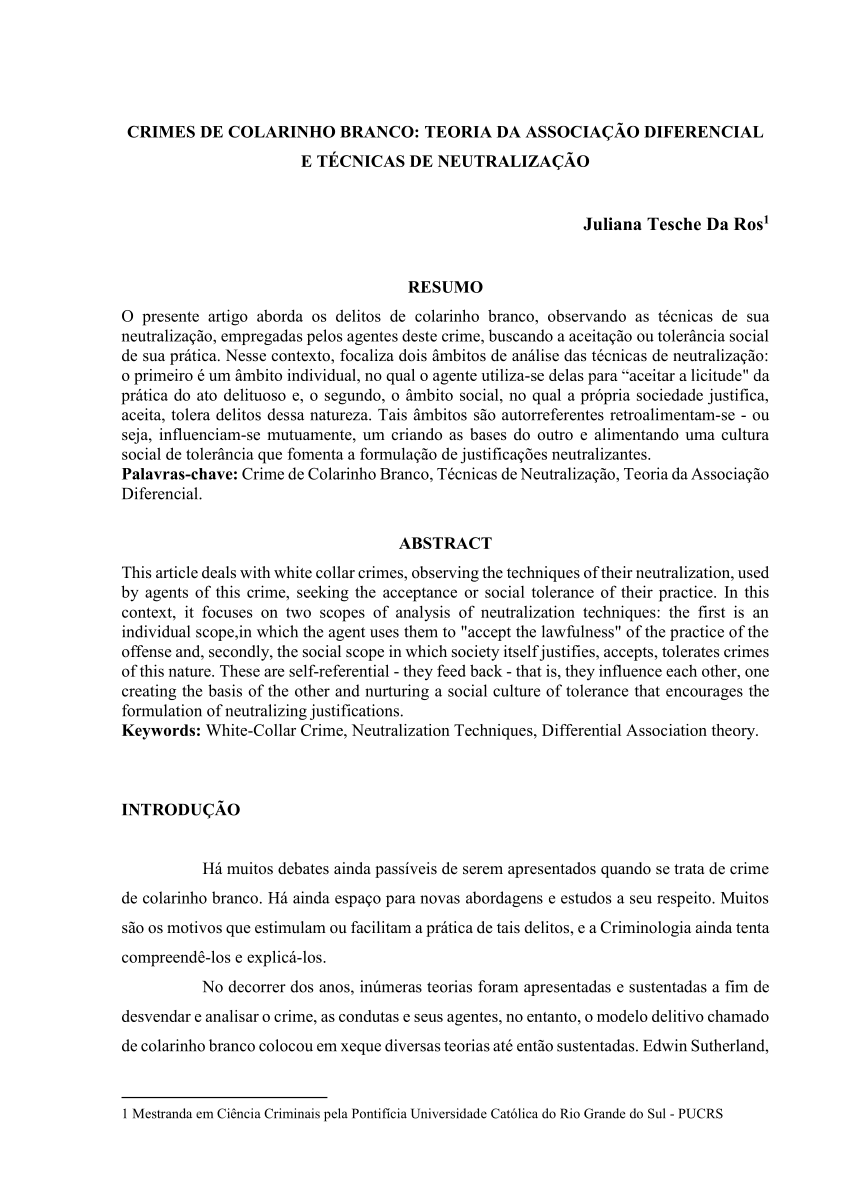 PDF) Teoria geral do delito pelo colarinho branco