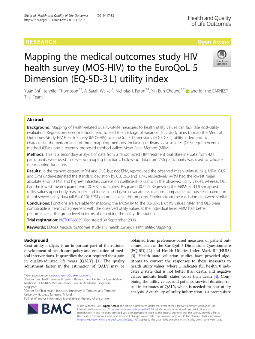 PDF) Mapping the medical outcomes study HIV health survey (MOS-HIV ...