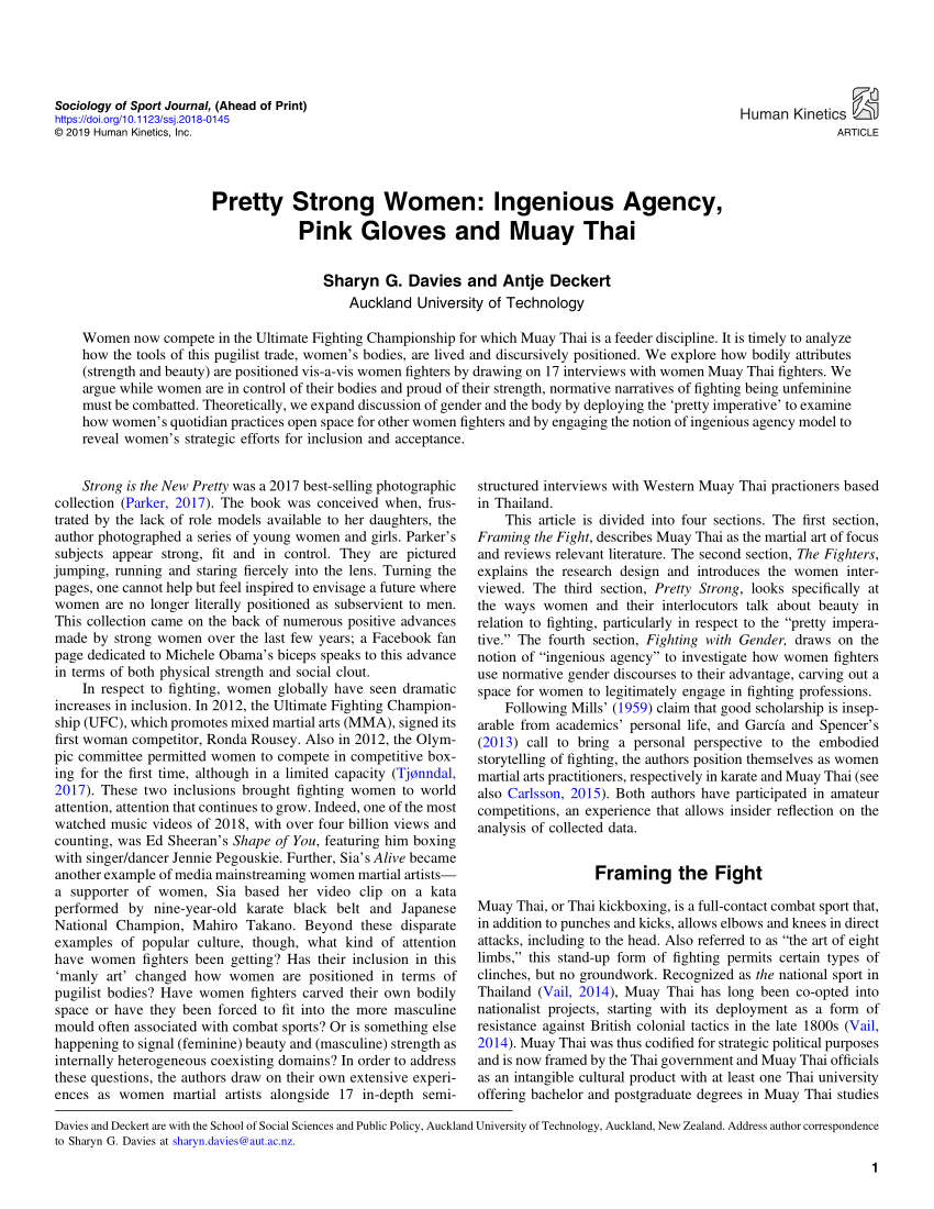 PDF) Pretty Strong Women Ingenious Agency, Pink Gloves and Muay Thai