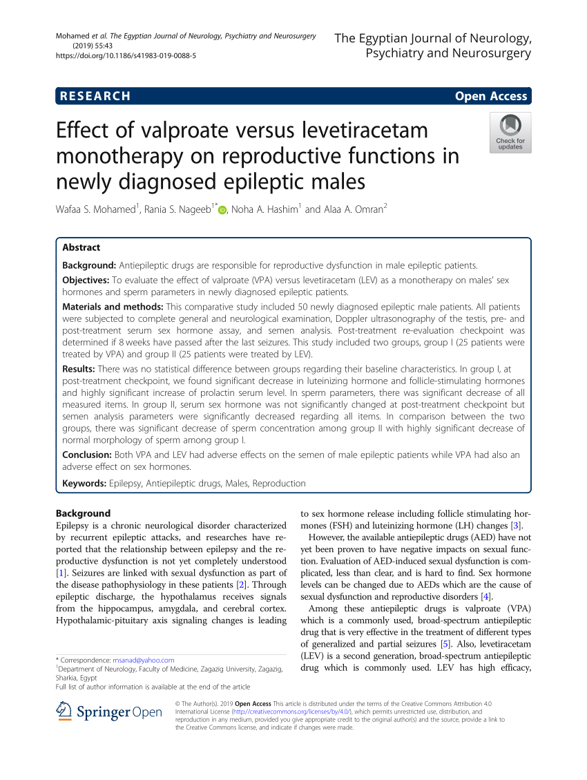 PDF Effect of valproate versus levetiracetam monotherapy on