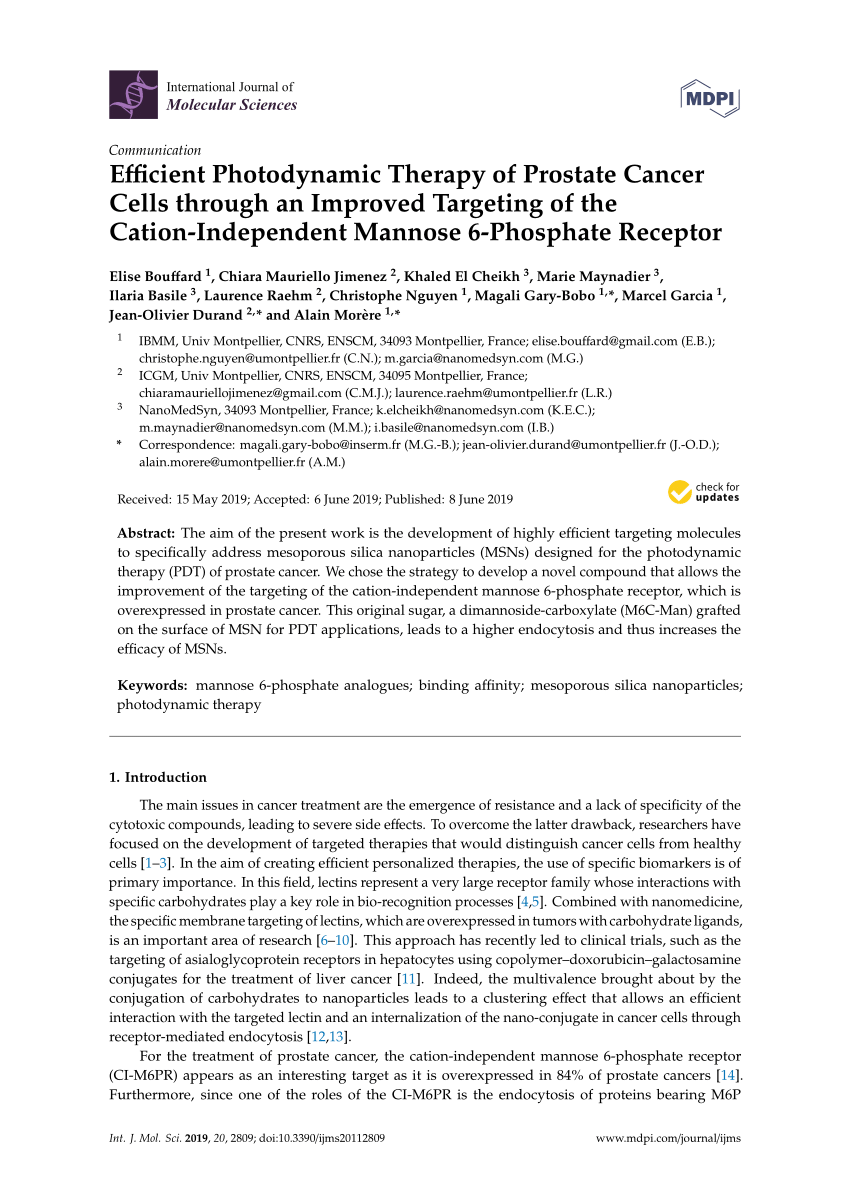 (PDF) Efficient Photodynamic Therapy of Prostate Cancer Cells through