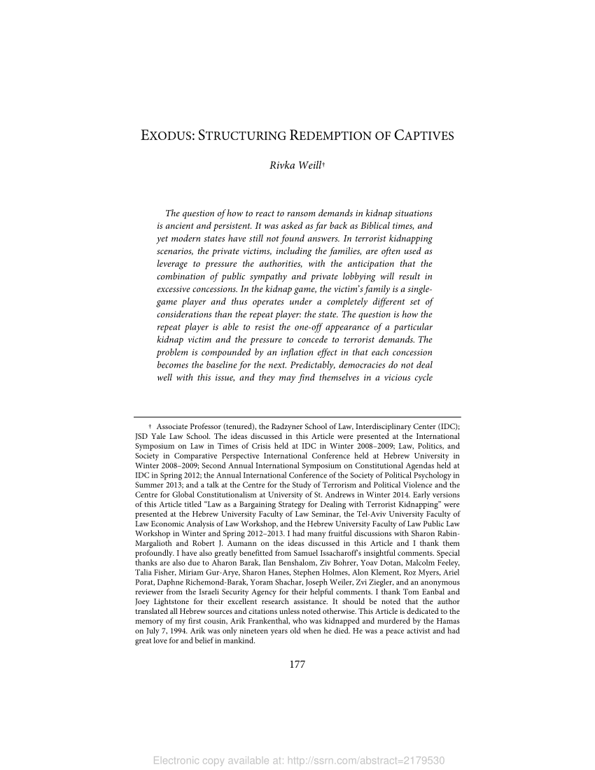 PDF) EXODUS: STRUCTURING REDEMPTION OF CAPTIVES