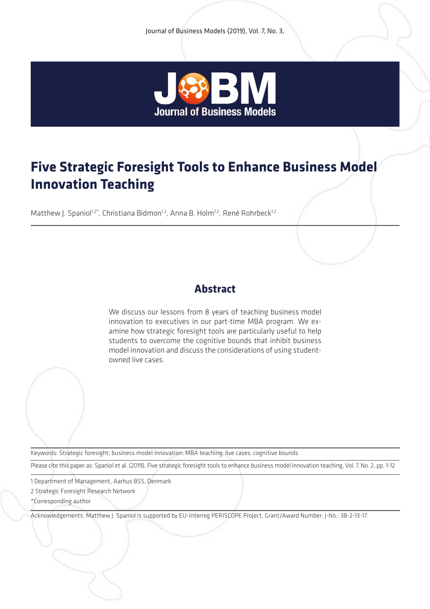 Velsigne Brug for Gætte PDF) Five Strategic Foresight Tools to Enhance Business Model Innovation  Teaching