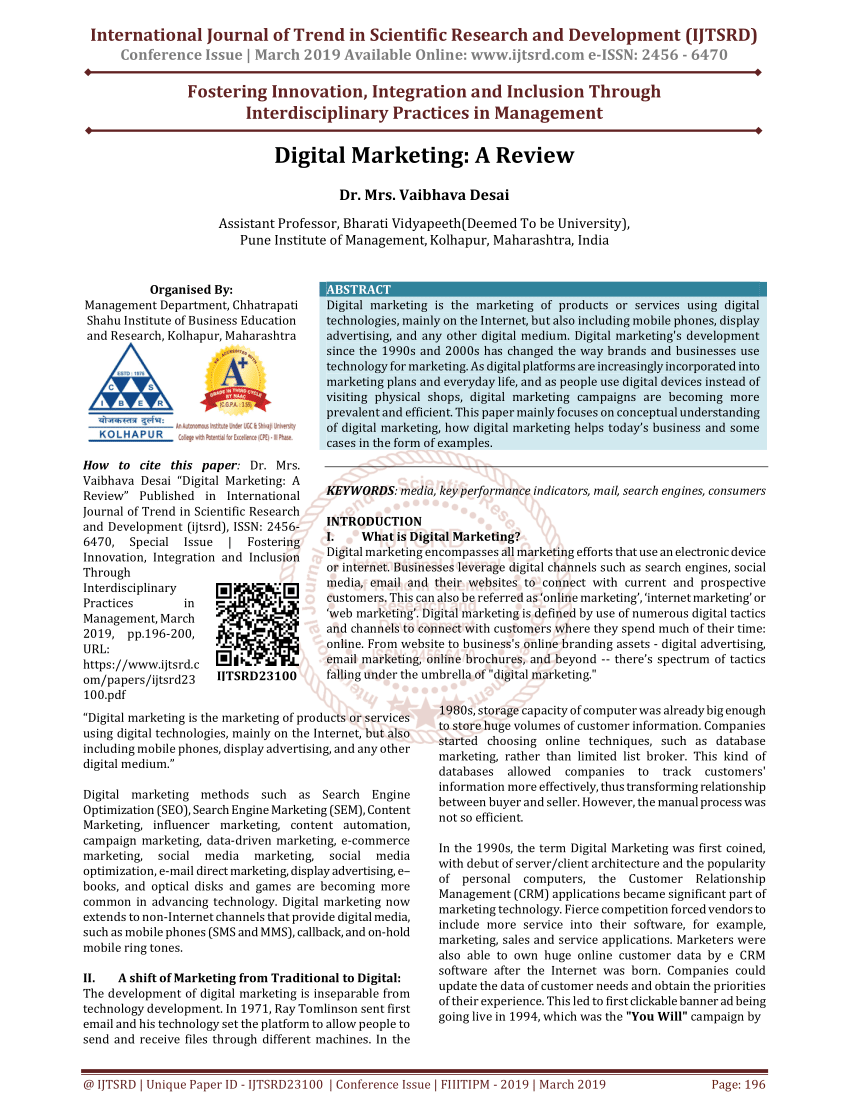 a research paper on digital marketing