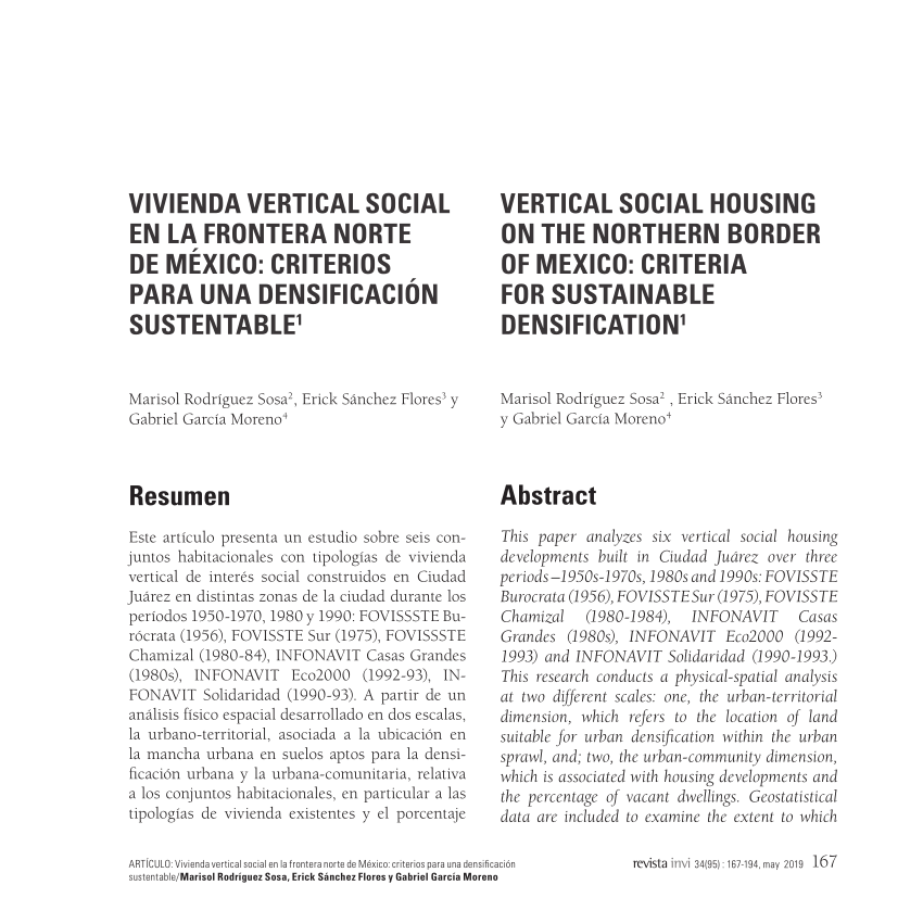 Pdf Vivienda Vertical Social En La Frontera Norte De México Criterios Para Una Densificación 4040