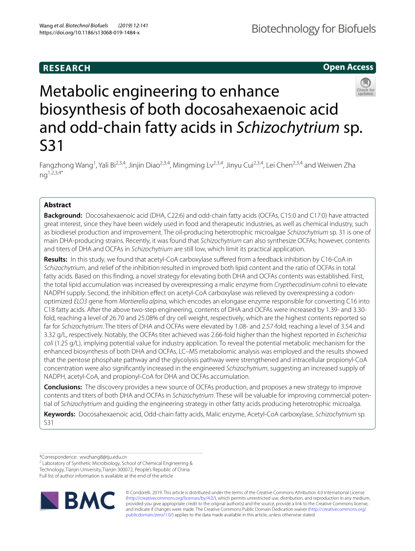 PDF) Metabolic engineering to enhance biosynthesis of both 