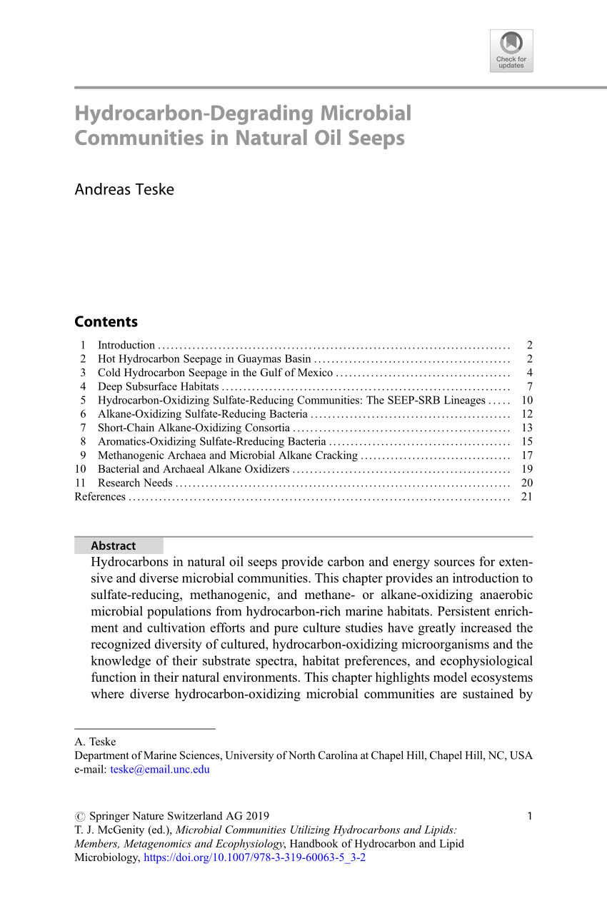 PDF) Hydrocarbon-Degrading Microbial Communities in Natural Oil Seeps