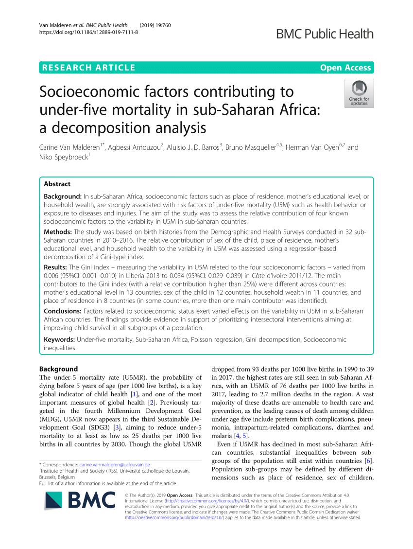 PDF Socioeconomic factors contributing to under five mortality in  