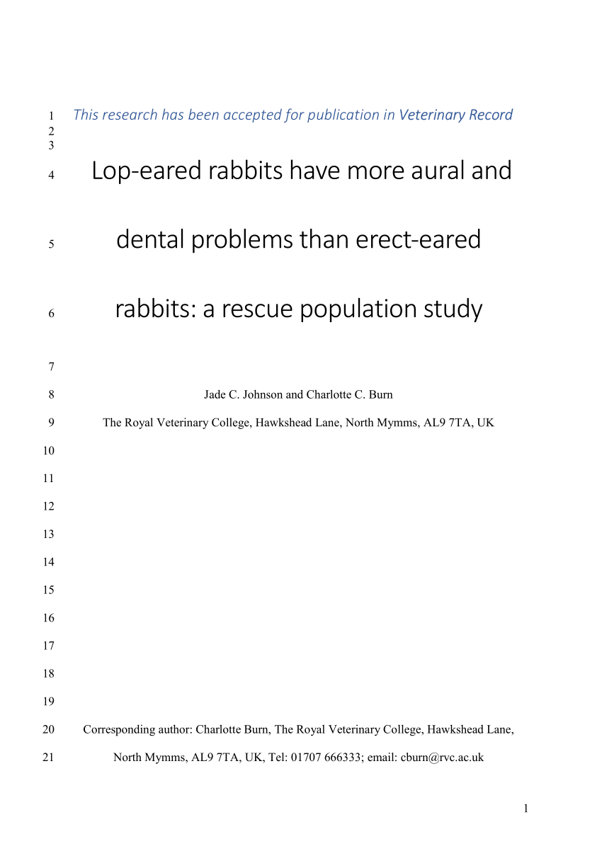 Rabbit Ear Disease at RVC Exotics
