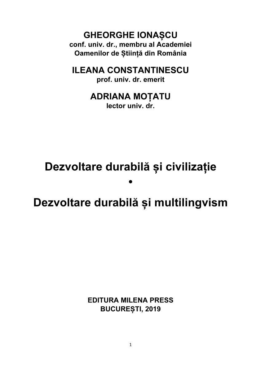 spiritual Nomination effective PDF) Dezvoltare durabilă și civilizație. Dezvoltare durabilă și  multilingvism