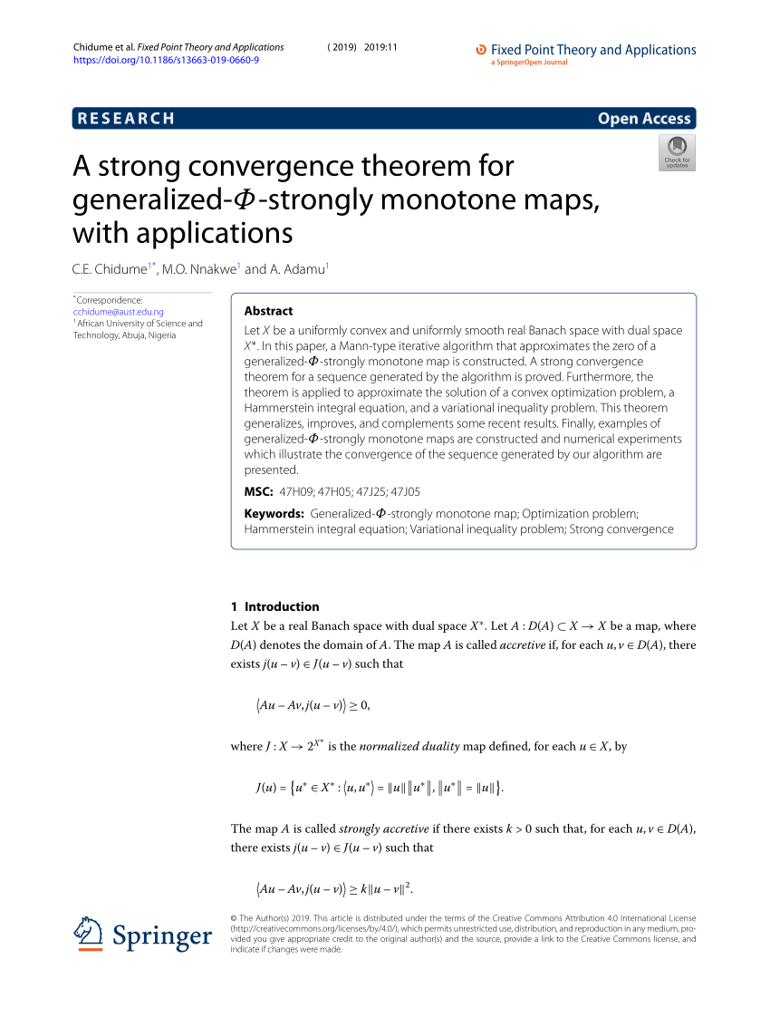 Pdf A Strong Convergence Theorem For Generalized F Strongly Monotone Maps With Applications