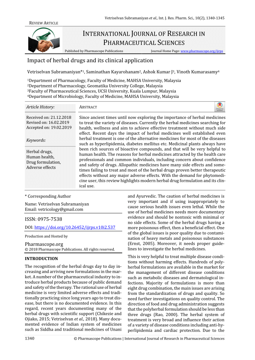 international journal of research in pharmaceutical sciences