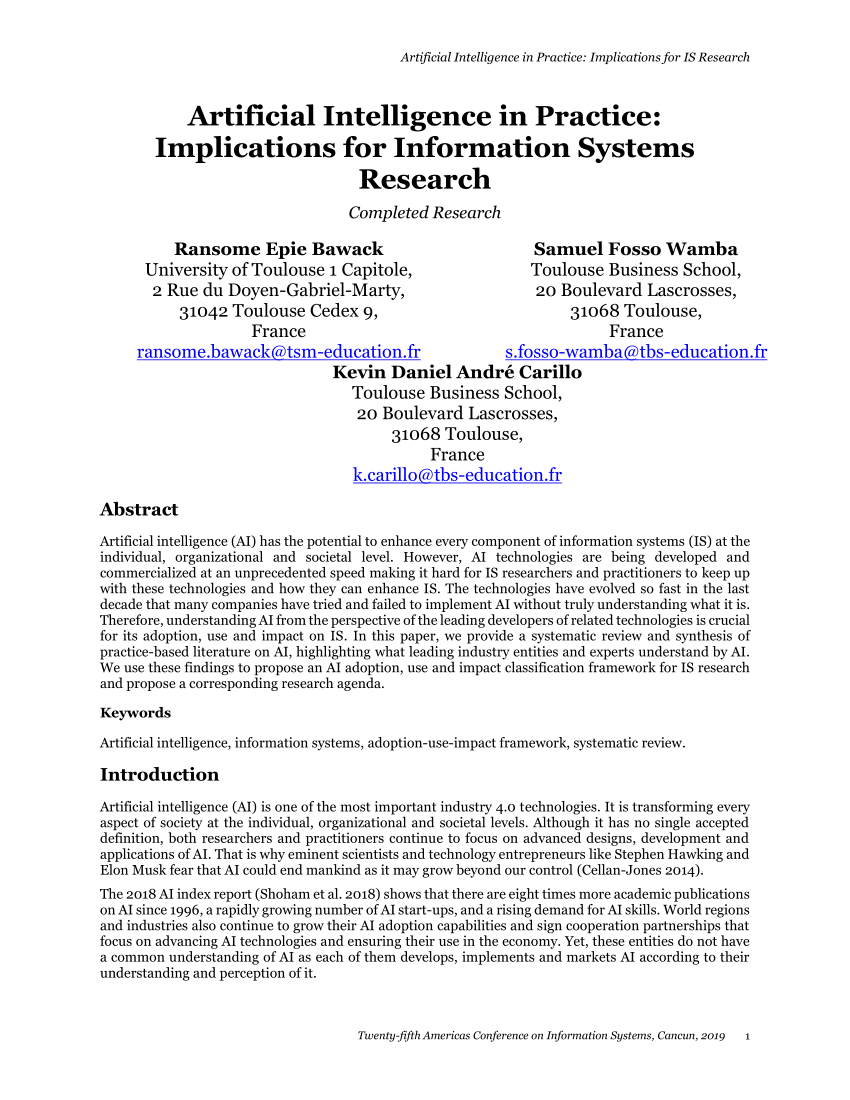 (PDF) Artificial Intelligence in Practice Implications for Information
