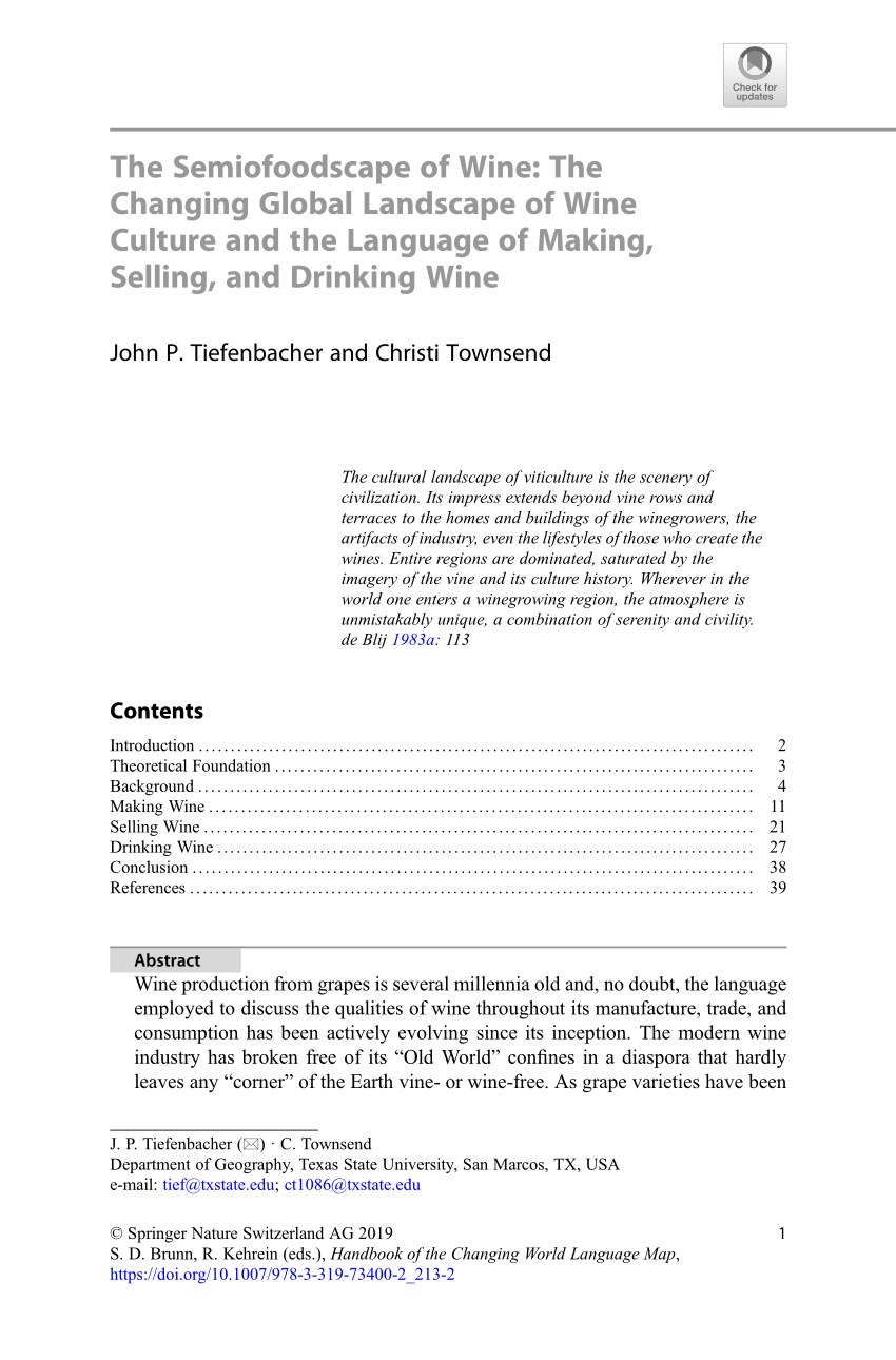 Handbook Of The Changing World Language Map Pdf) The Semiofoodscape Of Wine: The Changing Global Landscape Of Wine  Culture And The Language Of Making, Selling, And Drinking Wine