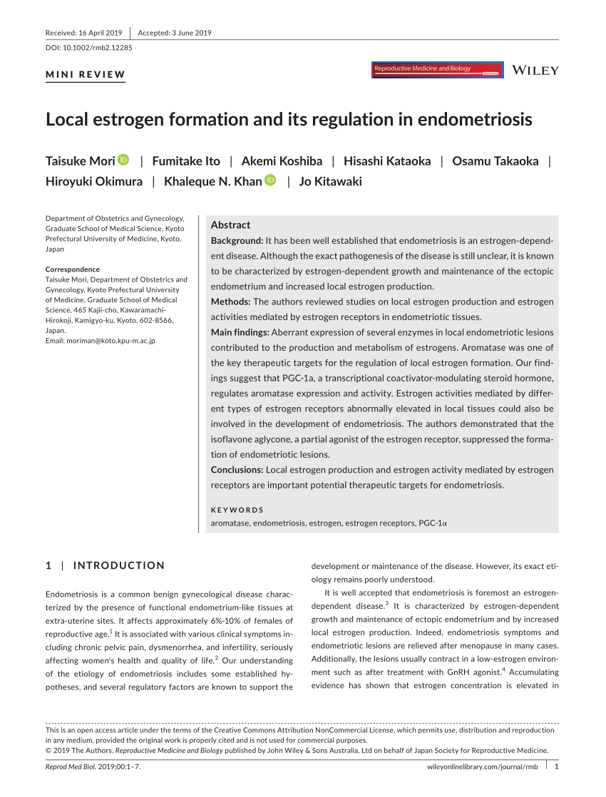 Pdf Local Estrogen Formation And Its Regulation In Endometriosis 8342