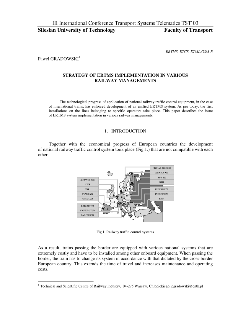 Pdf Strategy Of Ertms Implementation In Various Railway Managements