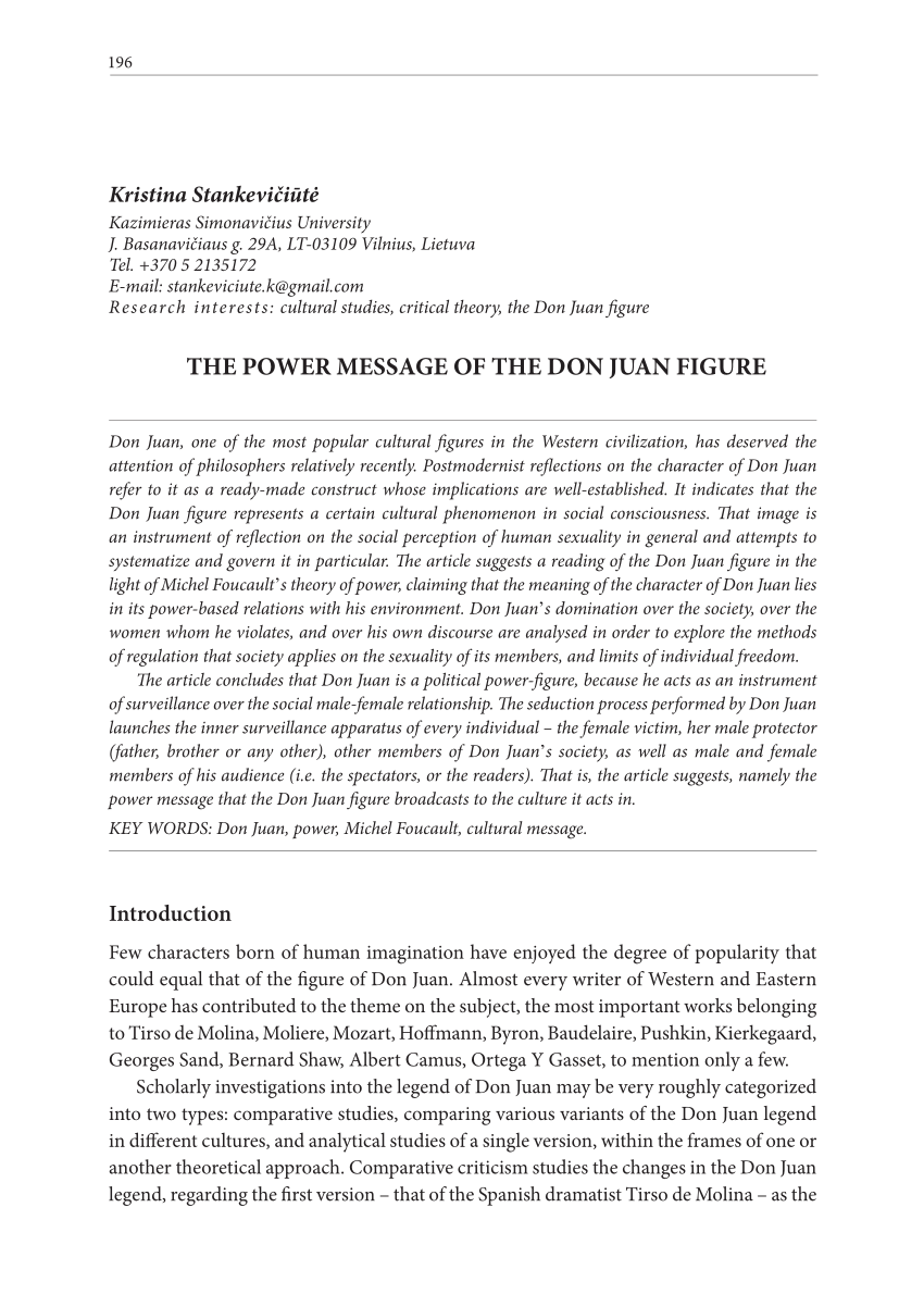 Pdf The Power Message Of The Don Juan Figure