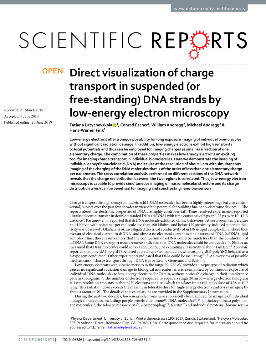 PDF) Direct visualization of charge transport in suspended