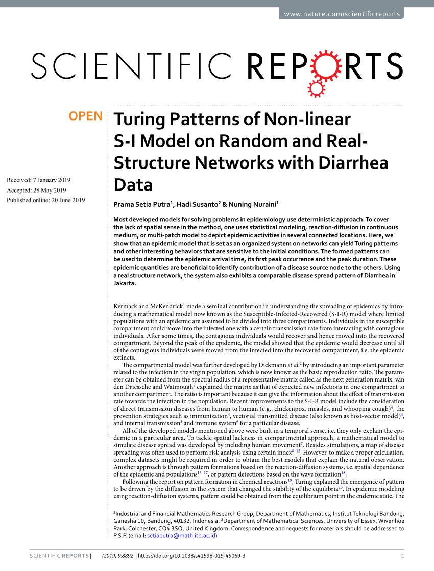 PDF) Turing Patterns of Non-linear S-I Model on Random and Real 