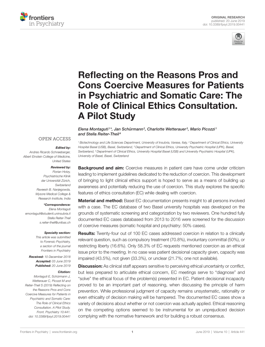 Pdf Reflecting On The Reasons Pros And Cons Coercive Measures For