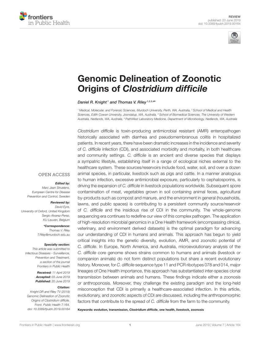 PDF) Genomic Delineation of Zoonotic Origins of Clostridium difficile
