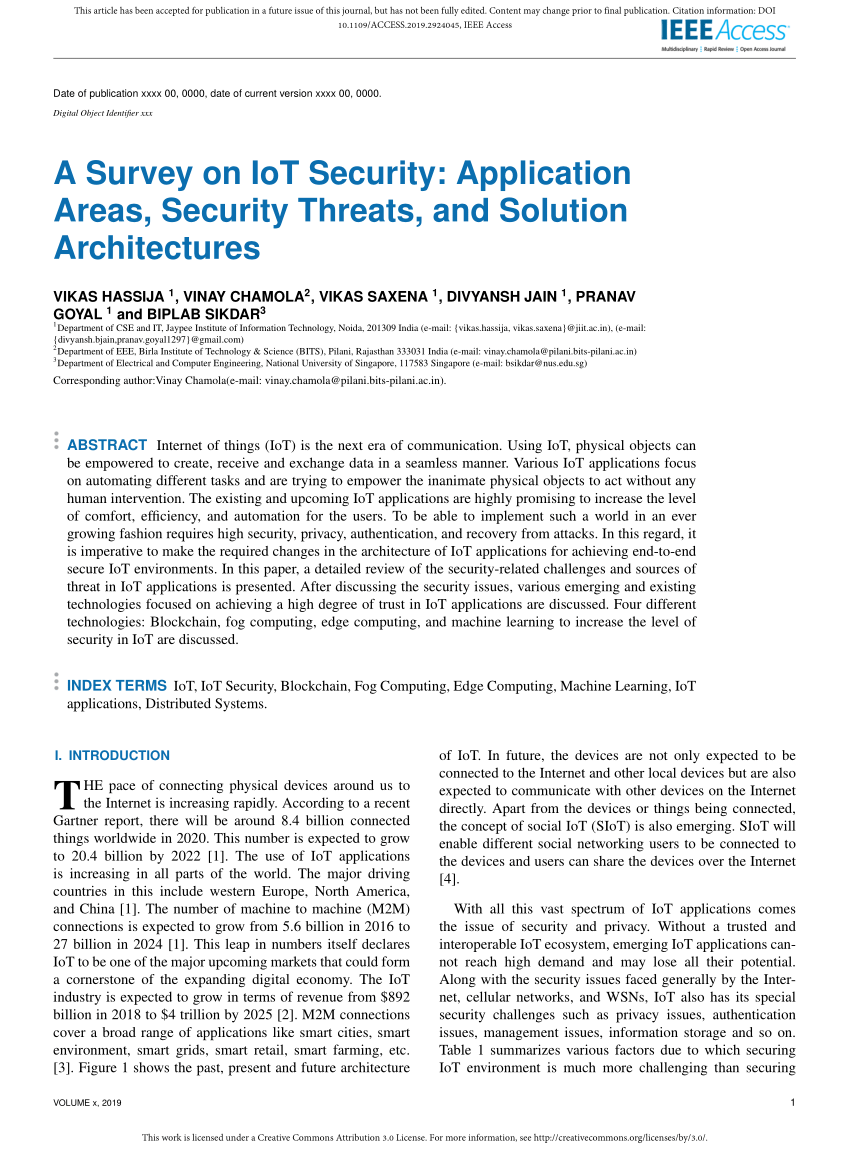 PDF) A Survey on IoT Security: Application Areas, Security Threats ...
