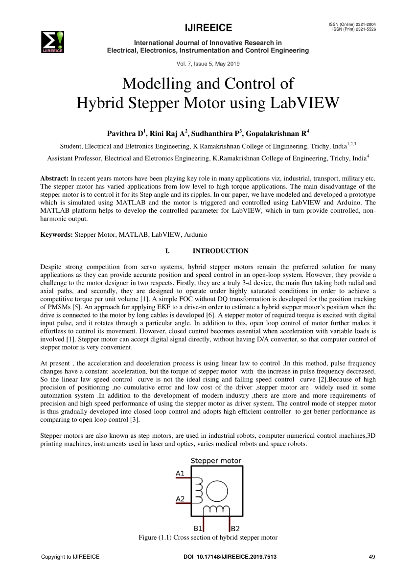 Pdf Modelling And Control Of Hybrid Stepper Motor Using Labview