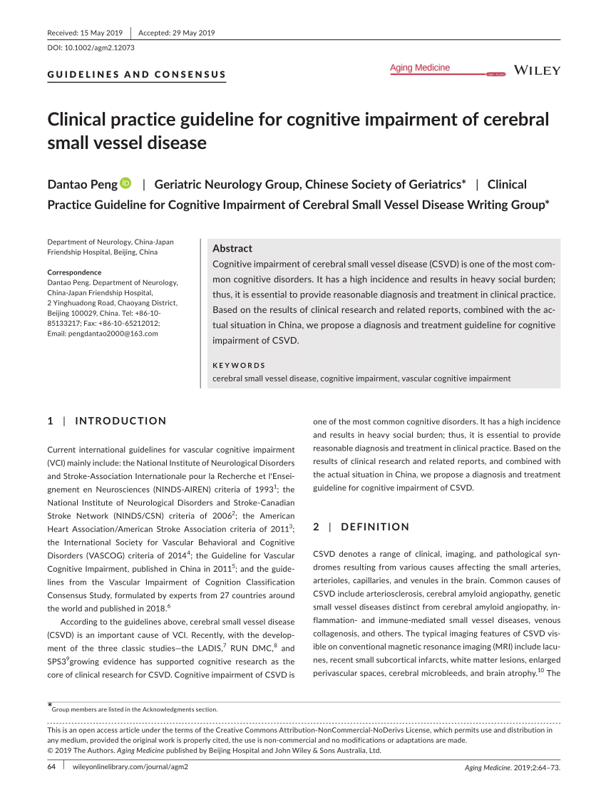 PDF) Clinical practice guideline for cognitive impairment of