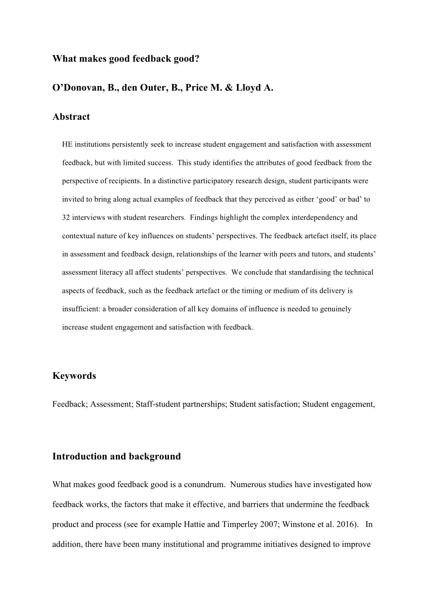 research paper on effective feedback