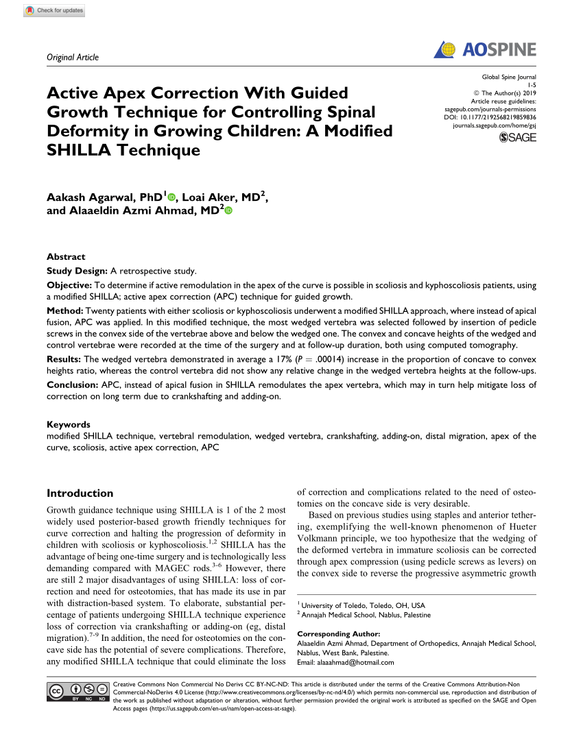 Pdf Active Apex Correction With Guided Growth Technique For Controlling Spinal Deformity In Growing Children A Modified Shilla Technique