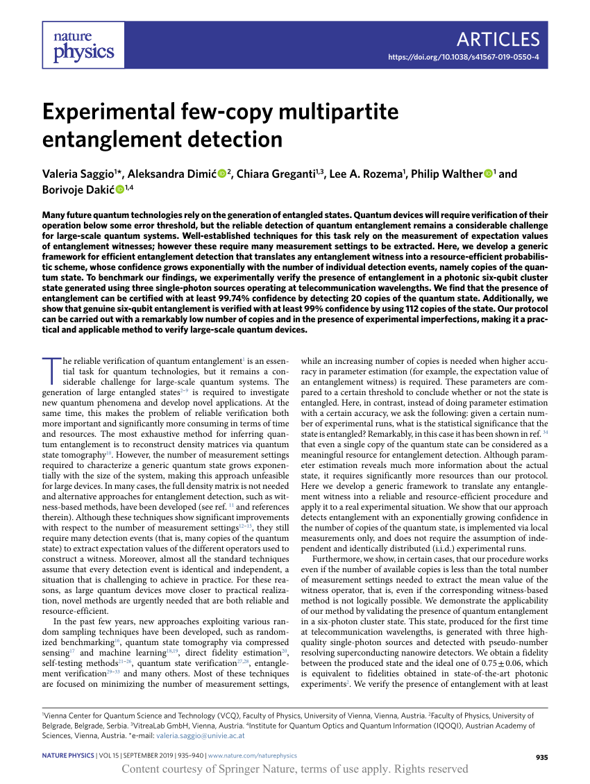 experimental few copy multipartite entanglement detection