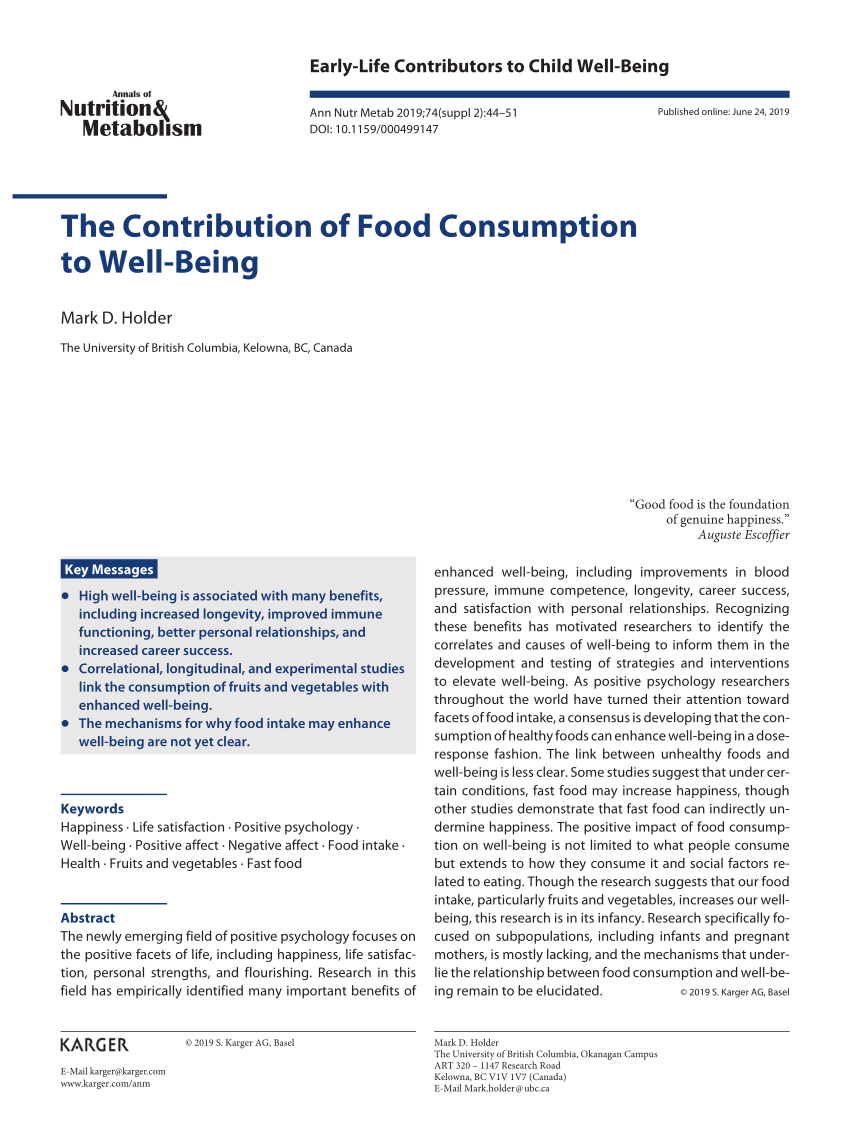 research on food consumption