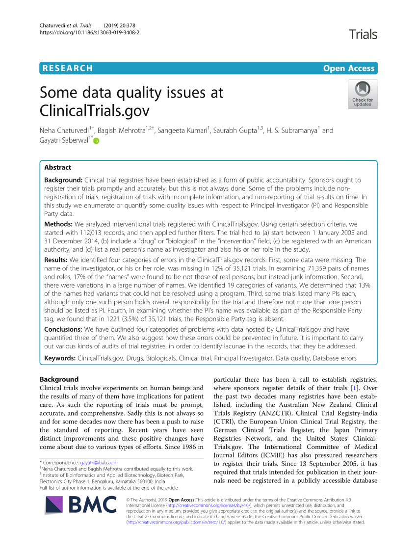 PDF Some data quality issues at ClinicalTrials.gov