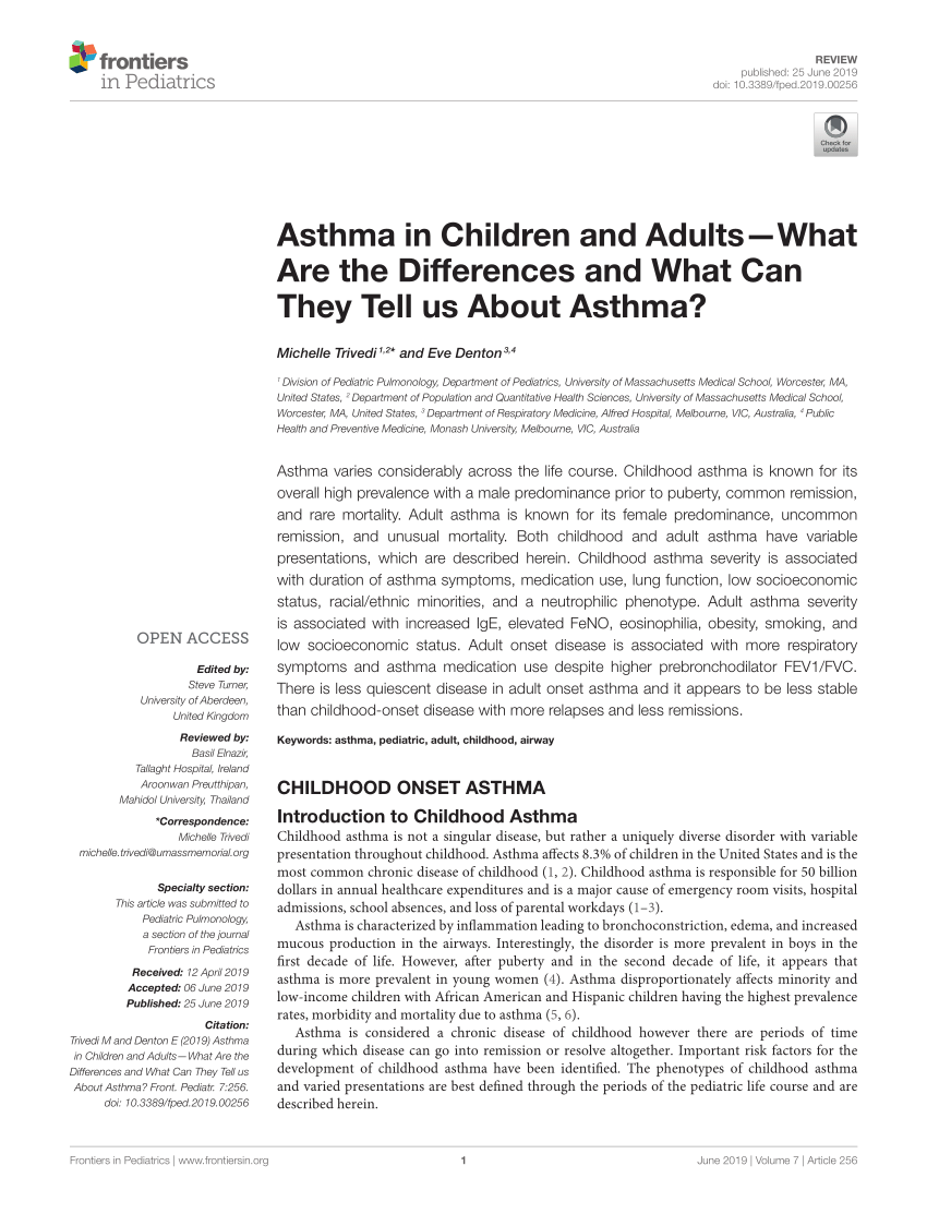 pediatric asthma case study with answers