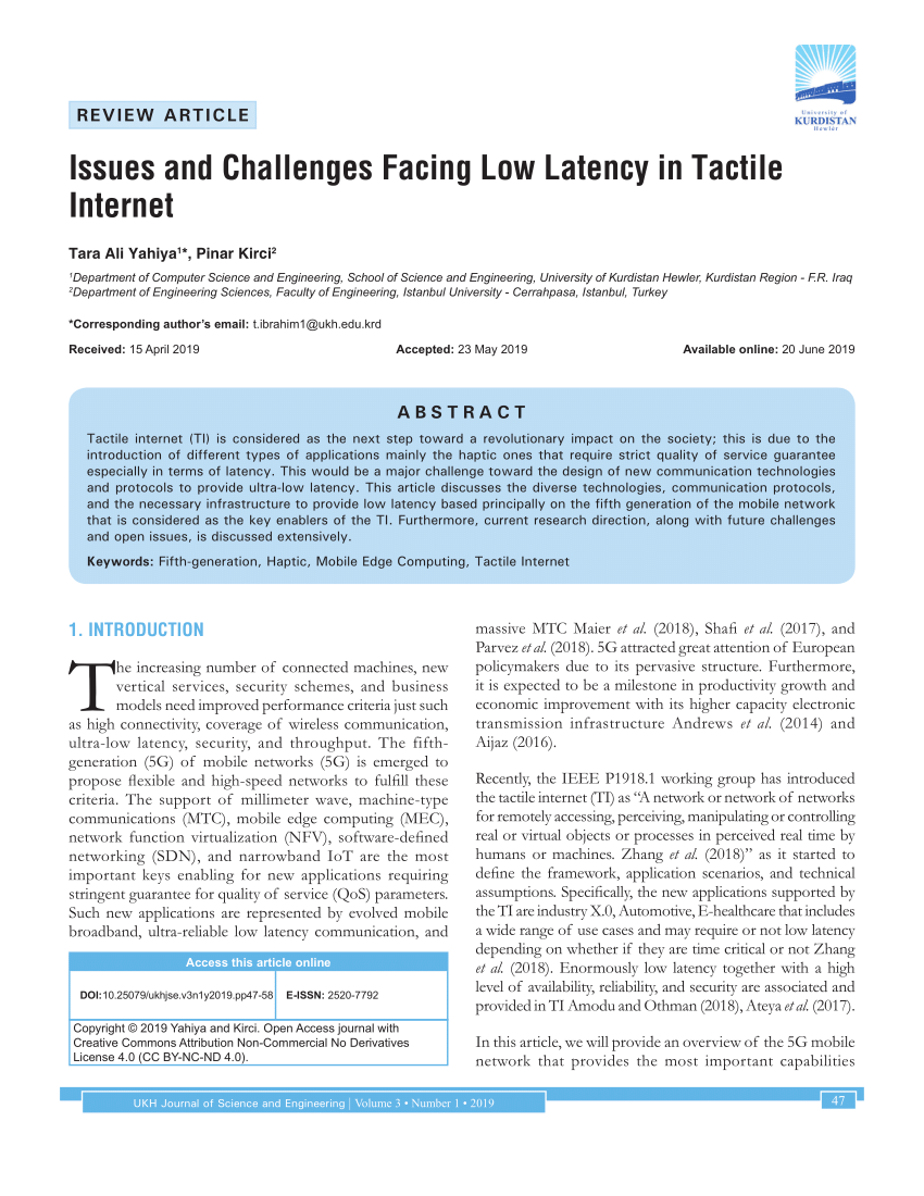 PDF) Issues and Challenges Facing Low Latency in Tactile Internet