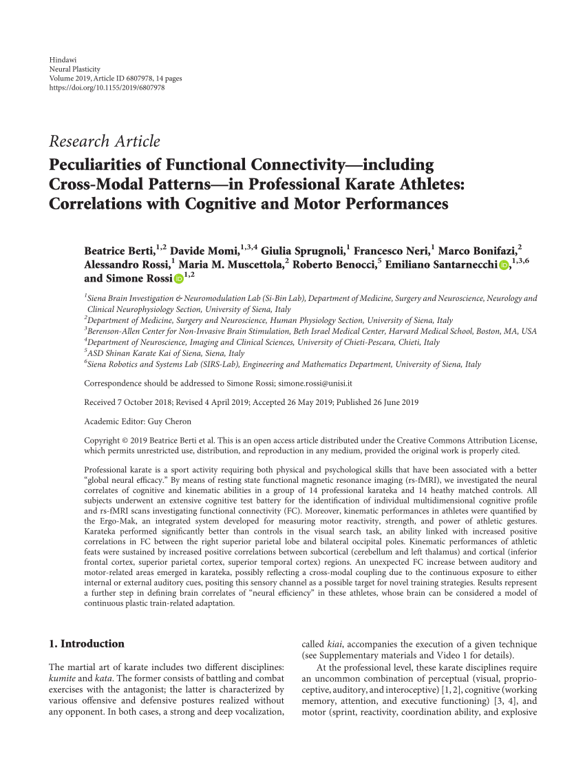 PDF) Peculiarities of Functional Connectivity—including Cross-Modal Patterns—in Professional Karate Athletes Correlations with Cognitive and Motor Performances photo pic