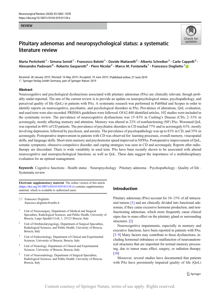 neuropsychological literature review