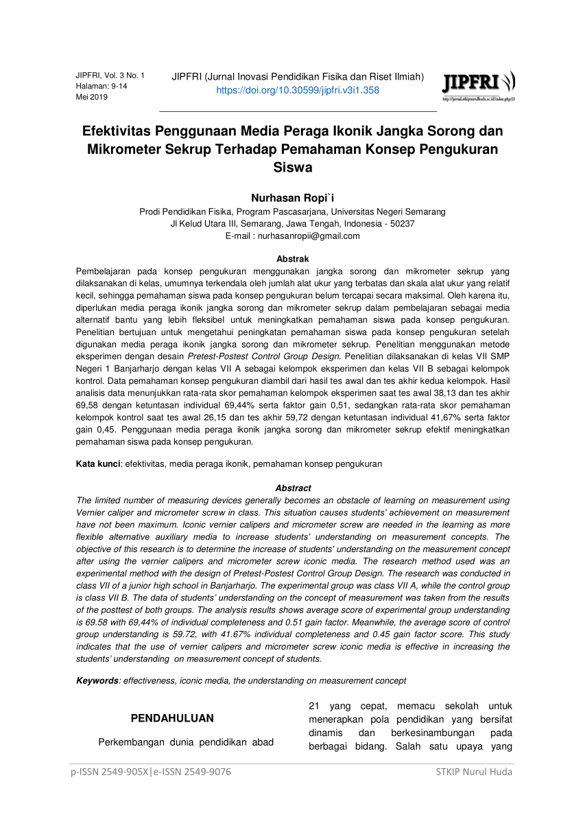 Pdf Efektivitas Penggunaan Media Peraga Ikonik Jangka Sorong Dan Hot